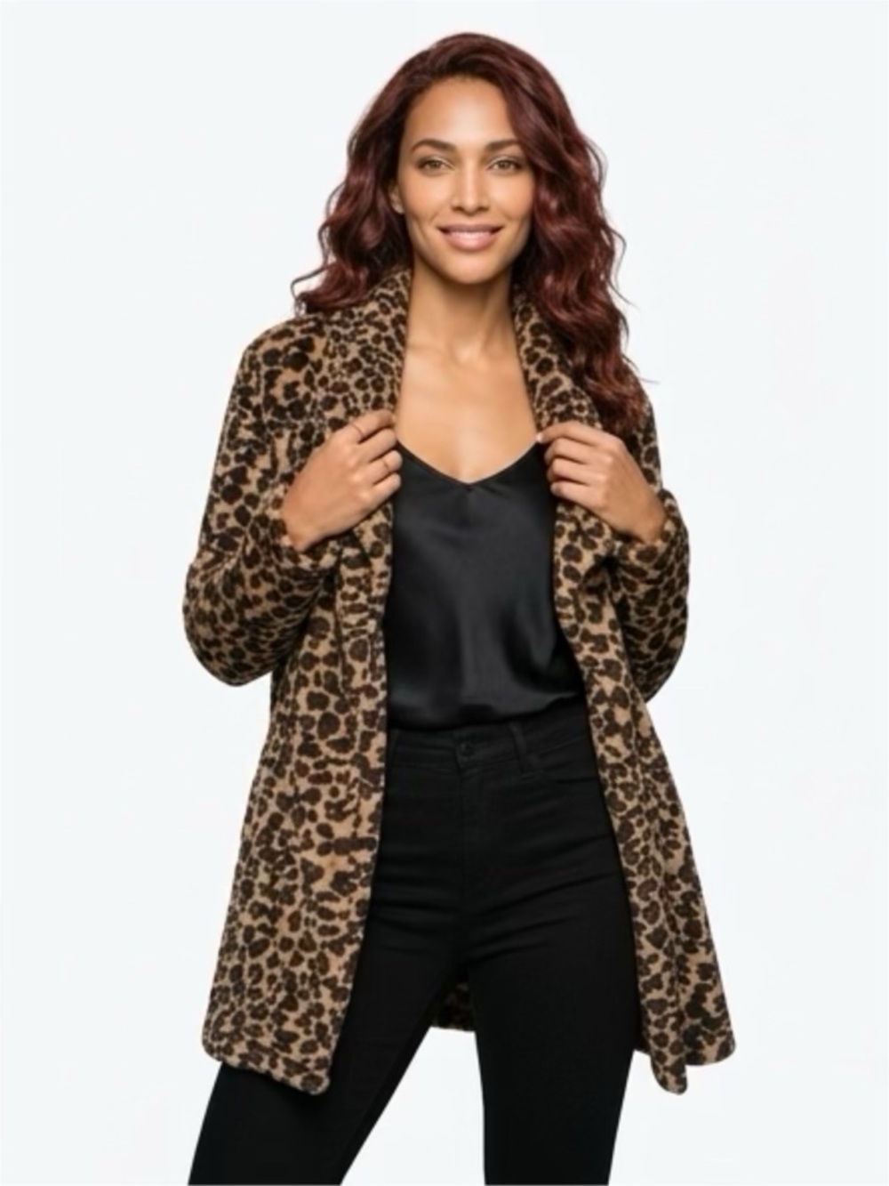 PLUSH LEOPARD ANIMAL PRINT CARDIGAN